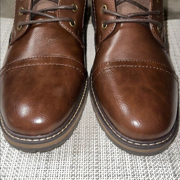 Steve Madden 11 Teetr Men’s Brown Lace up Buckle Detail Faux Leather Ankle Boots main image 6